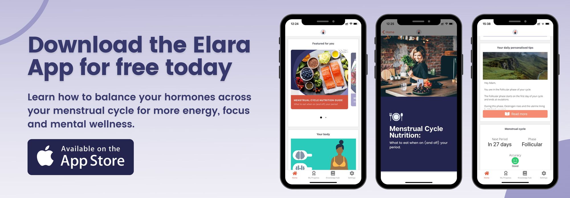 the Elara Care womens hormones and menstrual cycle mobile app in the apple store